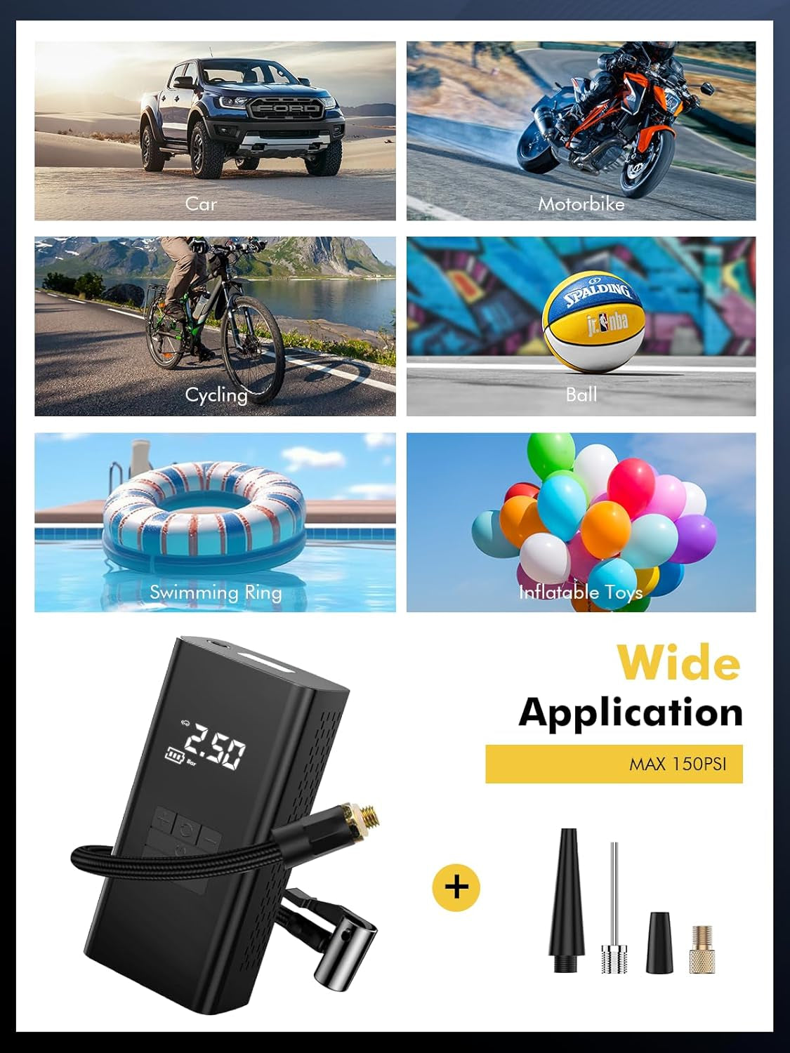 Cordless Tyre Inflator Portable Air Compressor