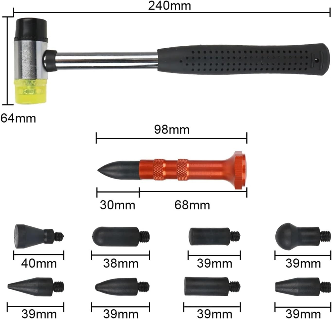 Car Dent Hammer Repair Dings Removal Tools Hail Bulge Remover Tap down Pen Auto Sheet Metal Set Automotive Accessories