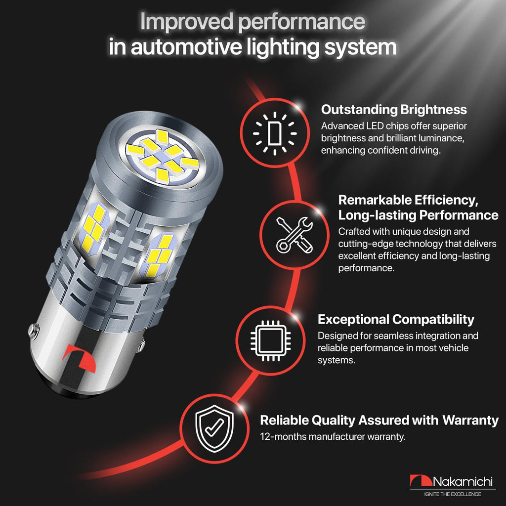 LED Light Bulb 1156 P21W 24-SMD 3020 Chipsets LED Replacement Bulbs for Car Exterior Reversing Indicator Lights (Xenon White, 1156 | 24 Leds | Flash)