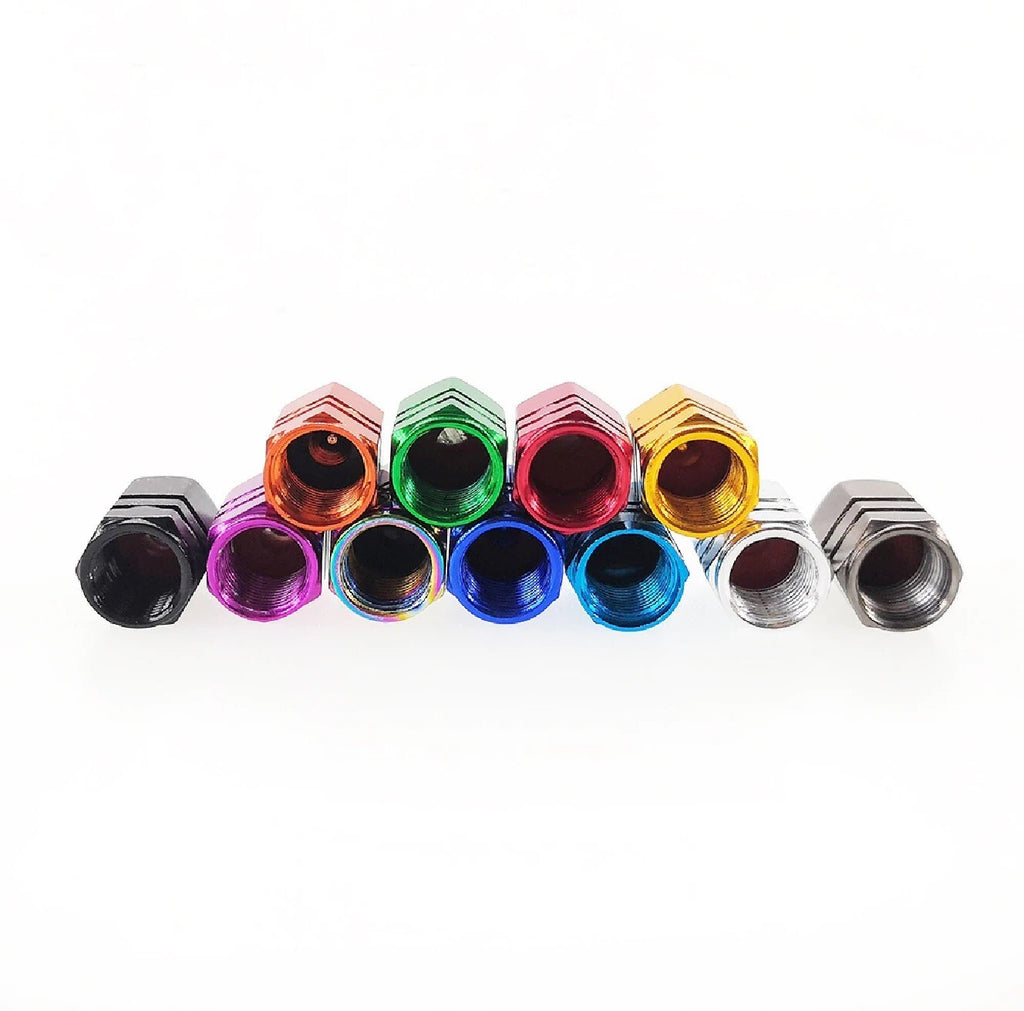 4X Tyre Valve Dust Caps Schrader Car Bike Motorcycle Alloy UK Seller