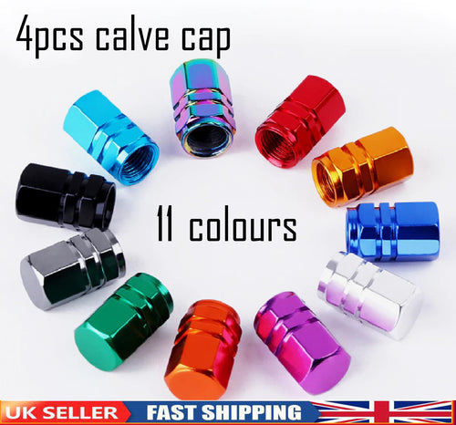 4X Tyre Valve Dust Caps Schrader Car Bike Motorcycle Alloy UK Seller
