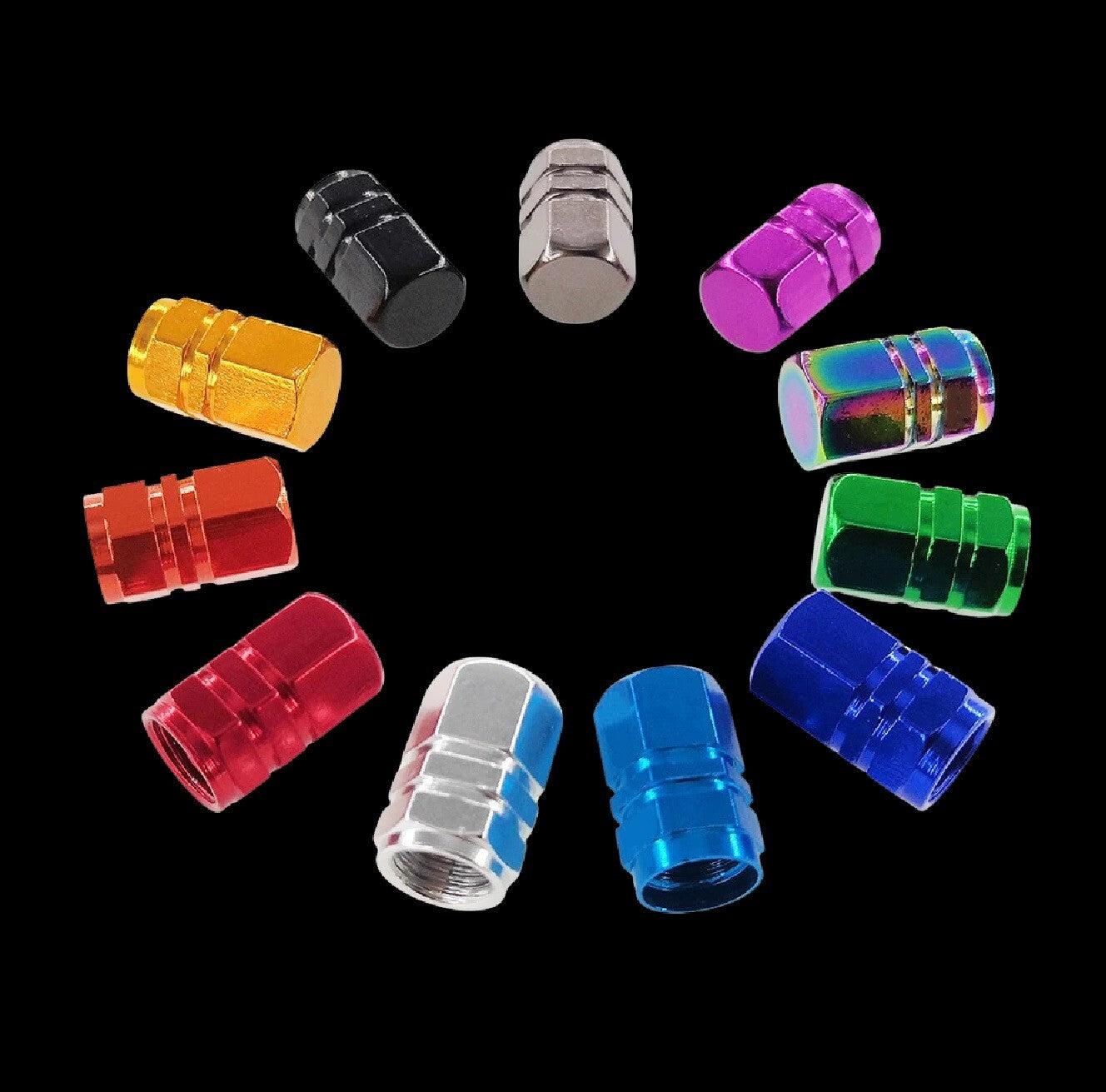4X Tyre Valve Dust Caps Schrader Car Bike Motorcycle Alloy UK Seller