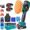 Cordless Car Polisher 6"(150Mm Dual Action Buffer Machine with 2×21V 2000Mah Batteries, 13Pcs Car Polishing Kit, 6 Variable Speeds 5500RPM, Car Buffer Polisher for Waxing, Detailing & Scratch Removal