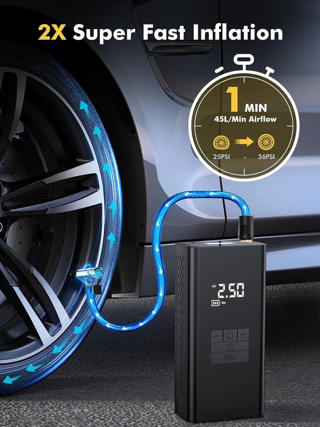 Cordless Tyre Inflator Portable Air Compressor