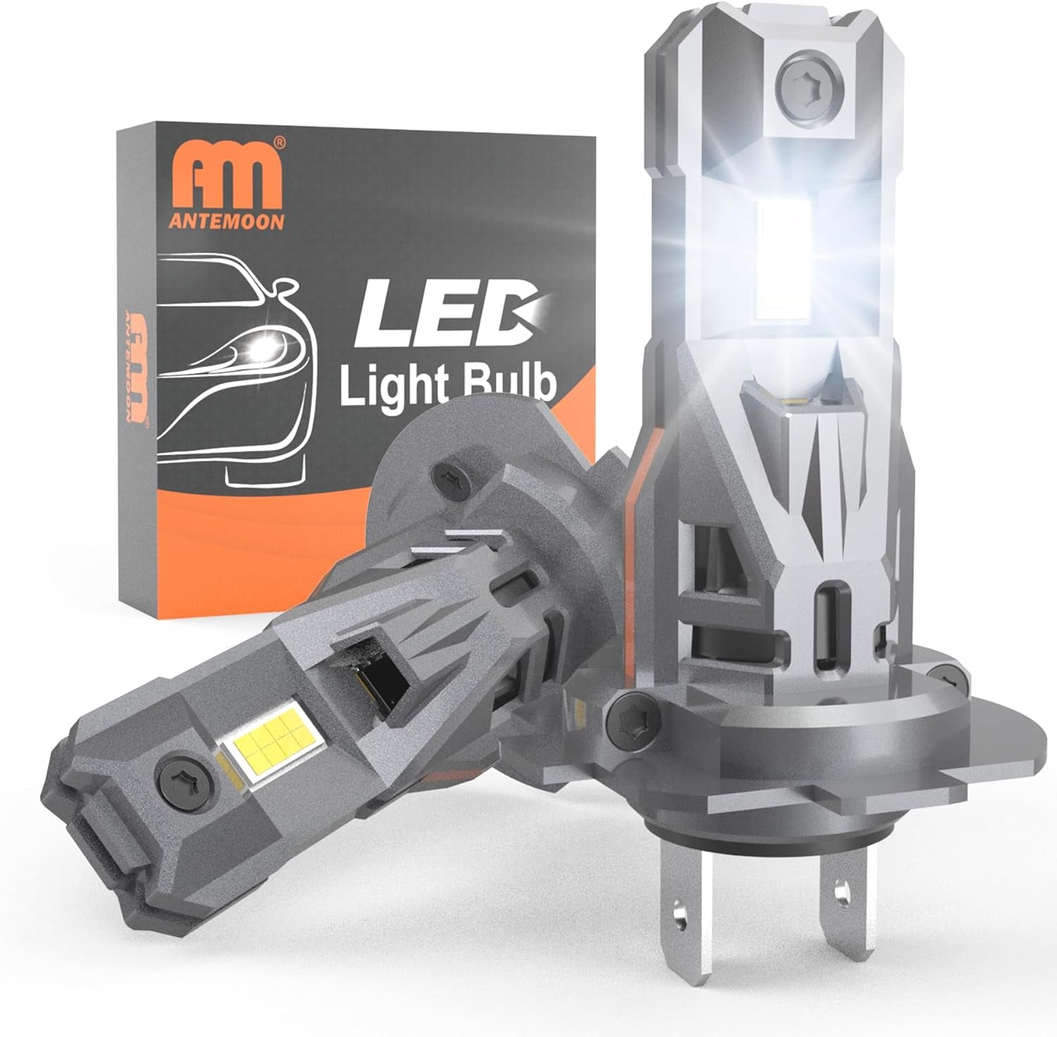 H7 LED Headlight Bulbs, 100W 20000LM 600% Brighter 6500K Cool White 12V LED High Low Beam Bulb, Wireless Halogen Replacement, Non-Polarity Plug and Play, Pack of 2