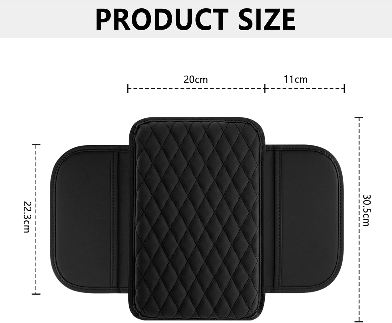 Upgraded Car Center Console Cover,Microfiber Leather Car Armrest Cover Cushion with 2 Storage Bags,Universal Car Armrest Storage Box Car Interior Accessories for Most Vehicles (Black)