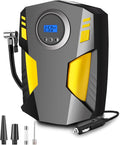 Digital Tyre Inflator,Tyre Inflator Portable Air Compressor Car Tyre Pump with 3 Nozzle Adaptors and Digital Led Light,12V Rapid Tyre Inflator Air Compressor for Car Tires and Other Inflatables