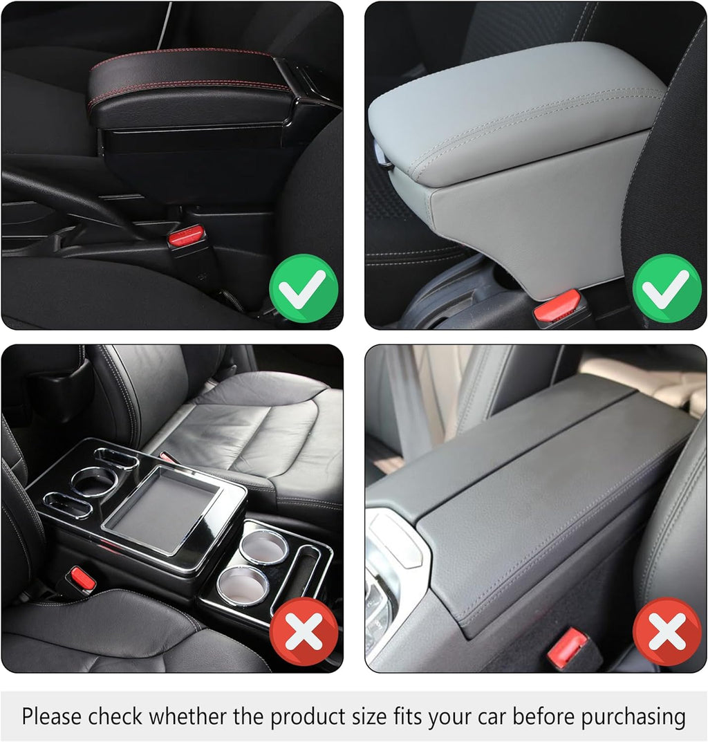 Upgraded Car Center Console Cover,Microfiber Leather Car Armrest Cover Cushion with 2 Storage Bags,Universal Car Armrest Storage Box Car Interior Accessories for Most Vehicles (Black)
