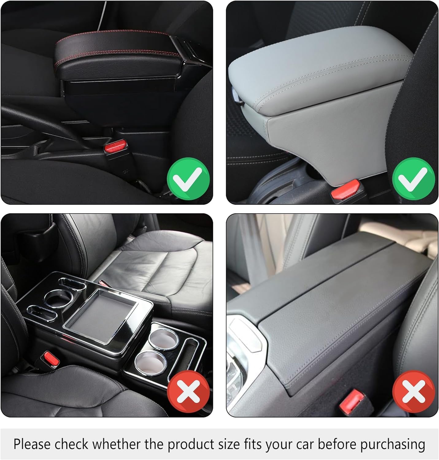 Upgraded Car Center Console Cover,Microfiber Leather Car Armrest Cover Cushion with 2 Storage Bags,Universal Car Armrest Storage Box Car Interior Accessories for Most Vehicles (Black)