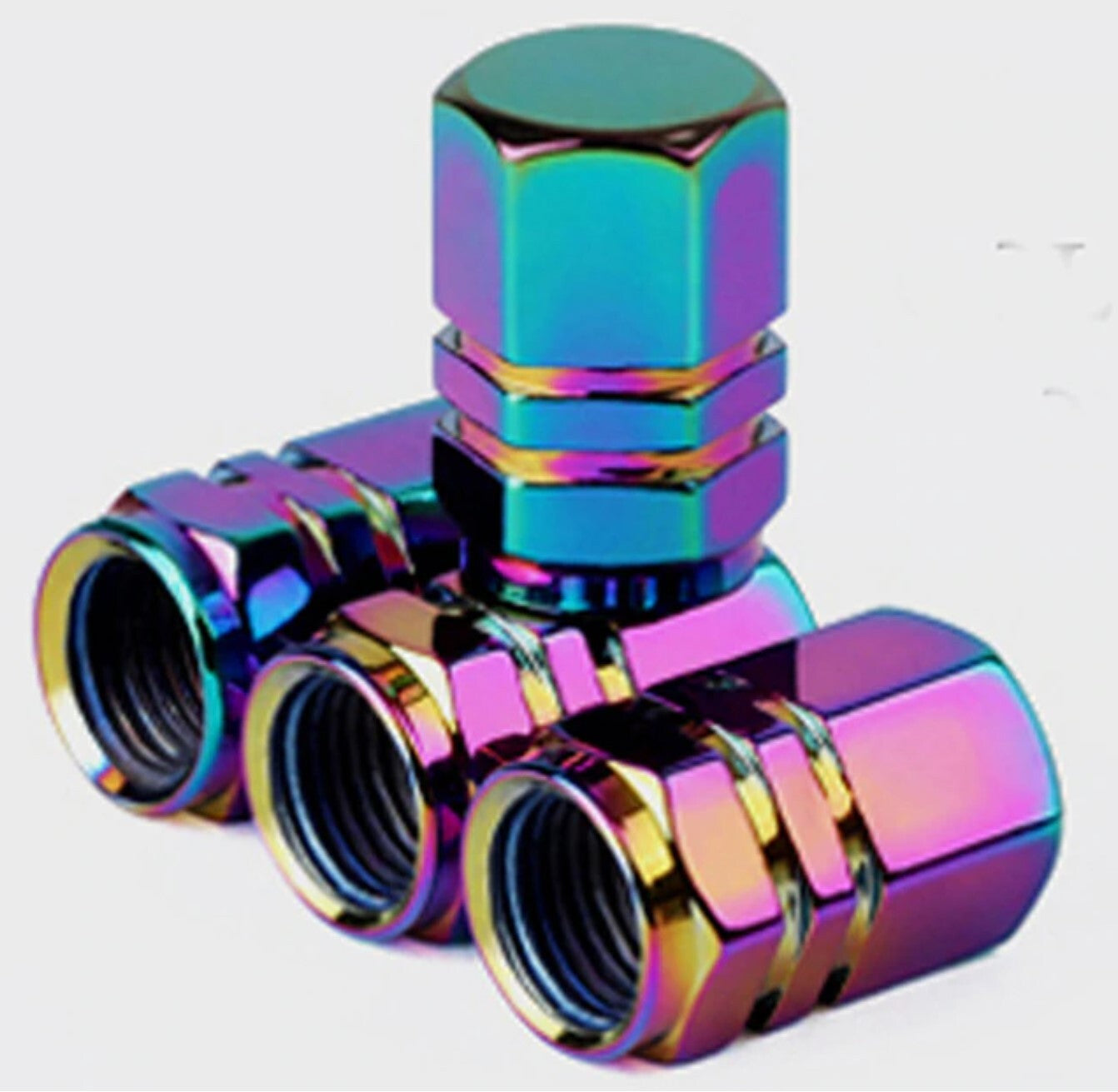 4X Tyre Valve Dust Caps Schrader Car Bike Motorcycle Alloy UK Seller