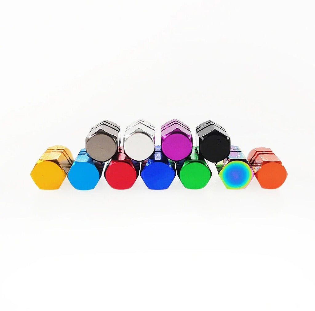 4X Tyre Valve Dust Caps Schrader Car Bike Motorcycle Alloy UK Seller