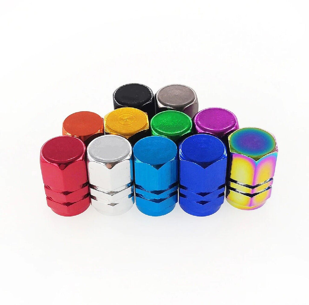 4X Tyre Valve Dust Caps Schrader Car Bike Motorcycle Alloy UK Seller