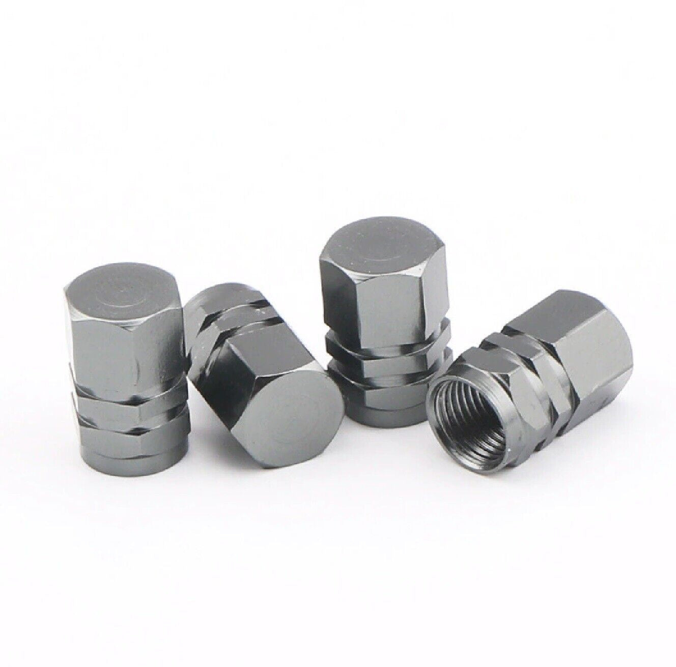 4X Tyre Valve Dust Caps Schrader Car Bike Motorcycle Alloy UK Seller