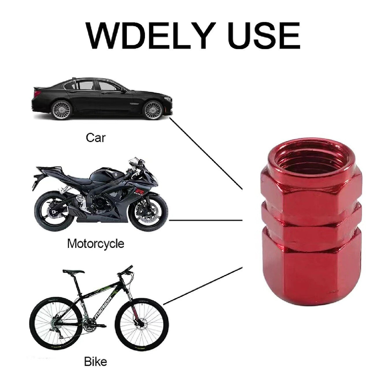 4X Tyre Valve Dust Caps Schrader Car Bike Motorcycle Alloy UK Seller