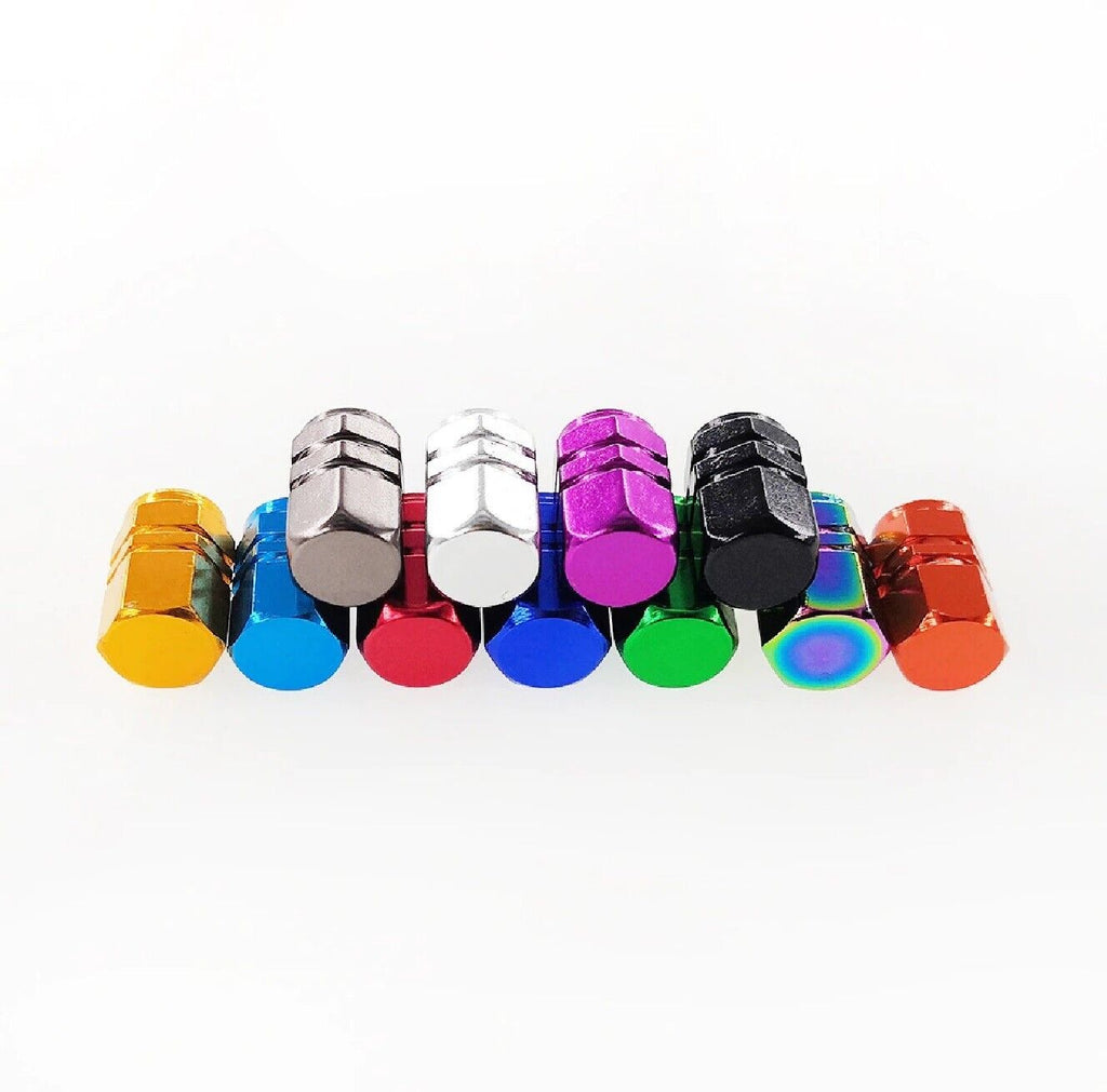 4X Tyre Valve Dust Caps Schrader Car Bike Motorcycle Alloy UK Seller