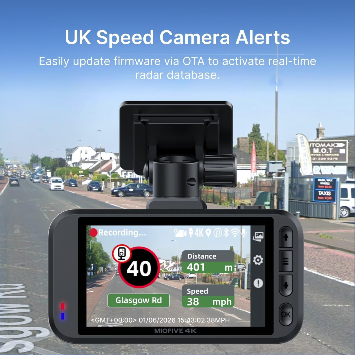 S1+ 4K Dash Cam with Built-In GPS & UK Speed Camera Alerts